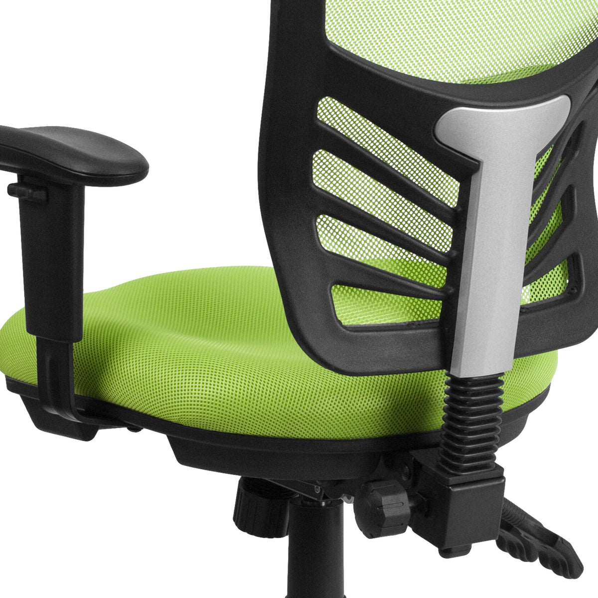 Green/Black Frame |#| Mid-Back Green Mesh Multifunction Ergonomic Office Chair with Adjustable Arms