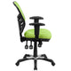 Green/Black Frame |#| Mid-Back Green Mesh Multifunction Ergonomic Office Chair with Adjustable Arms