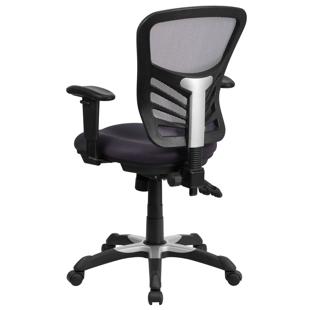 Dark Gray/Black Frame |#| Mid-Back Dk Gray Mesh Multifunction Ergonomic Office Chair with Adjustable Arms