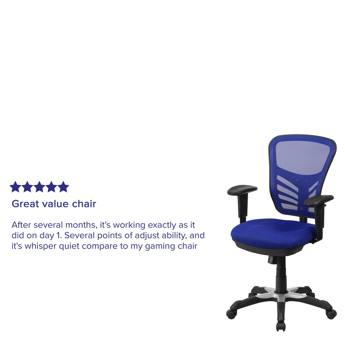 Blue/Black Frame |#| Mid-Back Blue Mesh Multifunction Ergonomic Office Chair with Adjustable Arms