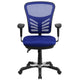 Blue/Black Frame |#| Mid-Back Blue Mesh Multifunction Ergonomic Office Chair with Adjustable Arms