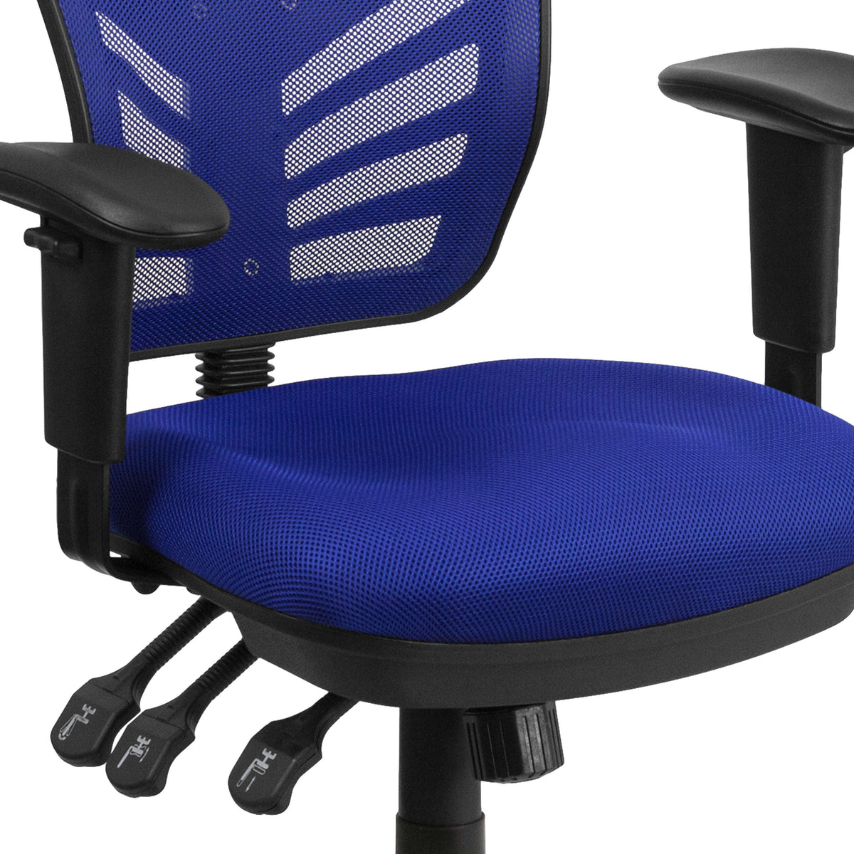 Blue/Black Frame |#| Mid-Back Blue Mesh Multifunction Ergonomic Office Chair with Adjustable Arms