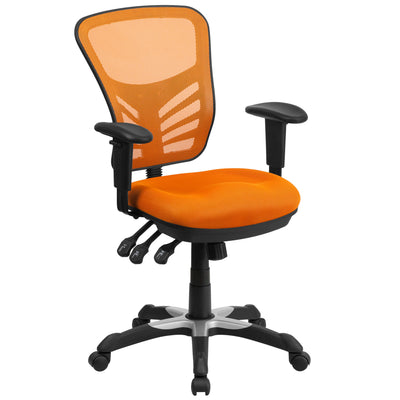 Mid-Back Blue Mesh Multifunction Ergonomic Office Chair with Adjustable Arms - View 1