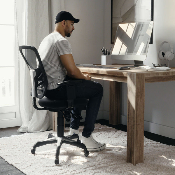 Black/Black Frame |#| Mid-Back Black Mesh Multifunction Ergonomic Office Chair with Adjustable Arms
