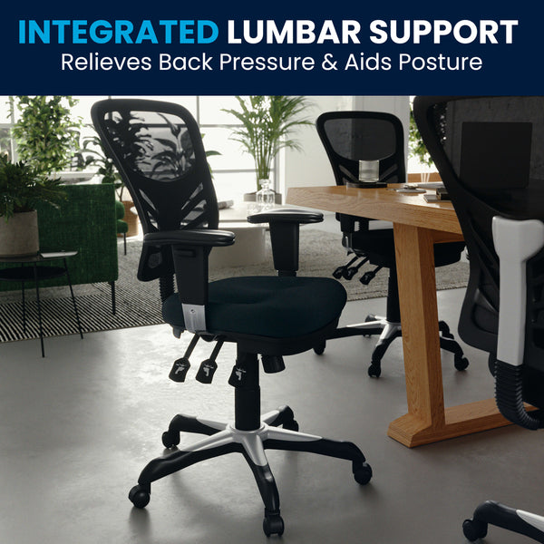 Black/Black Frame |#| Mid-Back Black Mesh Multifunction Ergonomic Office Chair with Adjustable Arms
