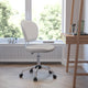 White |#| Mid-Back White Mesh Padded Swivel Task Office Chair with Chrome Base