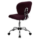 Burgundy |#| Mid-Back Burgundy Mesh Padded Swivel Task Office Chair with Chrome Base