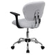 White |#| Mid-Back White Mesh Padded Swivel Task Office Chair with Chrome Base and Arms