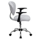 White |#| Mid-Back White Mesh Padded Swivel Task Office Chair with Chrome Base and Arms