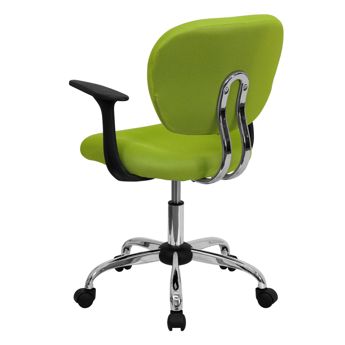 Apple Green |#| Mid-Back Apple Green Mesh Padded Swivel Task Office Chair w/ Chrome Base & Arms