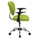 Apple Green |#| Mid-Back Apple Green Mesh Padded Swivel Task Office Chair w/ Chrome Base & Arms