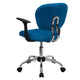 Turquoise |#| Mid-Back Turquoise Mesh Padded Swivel Task Office Chair with Chrome Base & Arms