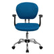 Turquoise |#| Mid-Back Turquoise Mesh Padded Swivel Task Office Chair with Chrome Base & Arms