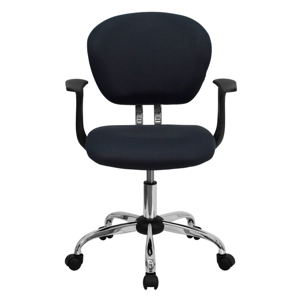 Coffee Brown |#| Mid-Back Coffee Brown Mesh Padded Swivel Office Chair with Chrome Base and Arms