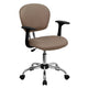 Coffee Brown |#| Mid-Back Coffee Brown Mesh Padded Swivel Office Chair with Chrome Base and Arms