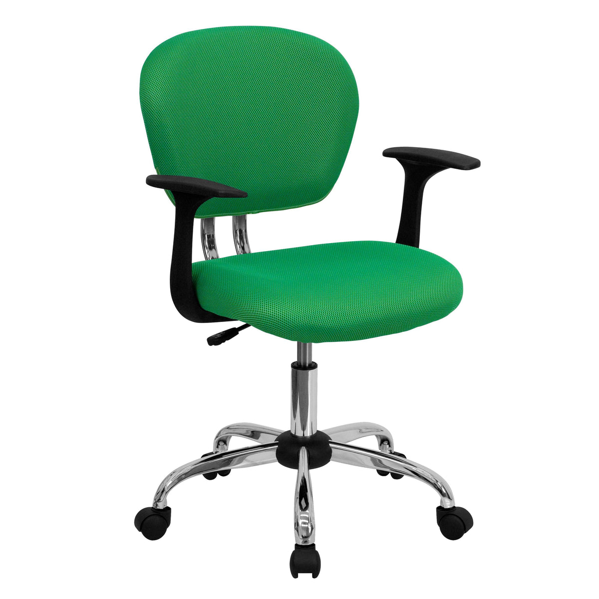 Bright Green |#| Mid-Back Bright Green Mesh Padded Swivel Task Office Chair with Chrome Base