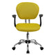 Yellow |#| Mid-Back Yellow Mesh Padded Swivel Task Office Chair with Chrome Base and Arms