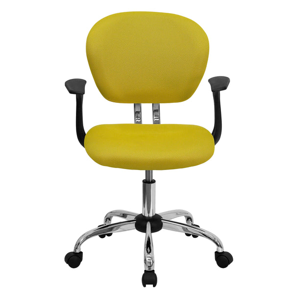 Apple Green |#| Mid-Back Apple Green Mesh Padded Swivel Task Office Chair w/ Chrome Base & Arms