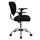 Black |#| Mid-Back Black Mesh Padded Swivel Task Office Chair with Chrome Base and Arms