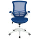 Blue Mesh/White Frame |#| Mid-Back Blue Mesh Ergonomic Task Office Chair, White Frame - Flip-Up Arms