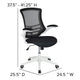 Black Mesh/White Frame |#| Mid-Back Black Mesh Ergonomic Task Office Chair, White Frame - Flip-Up Arms