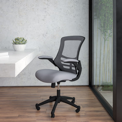 Mid-Back Mesh Swivel Ergonomic Task Office Chair with Flip-Up Arms - View 2