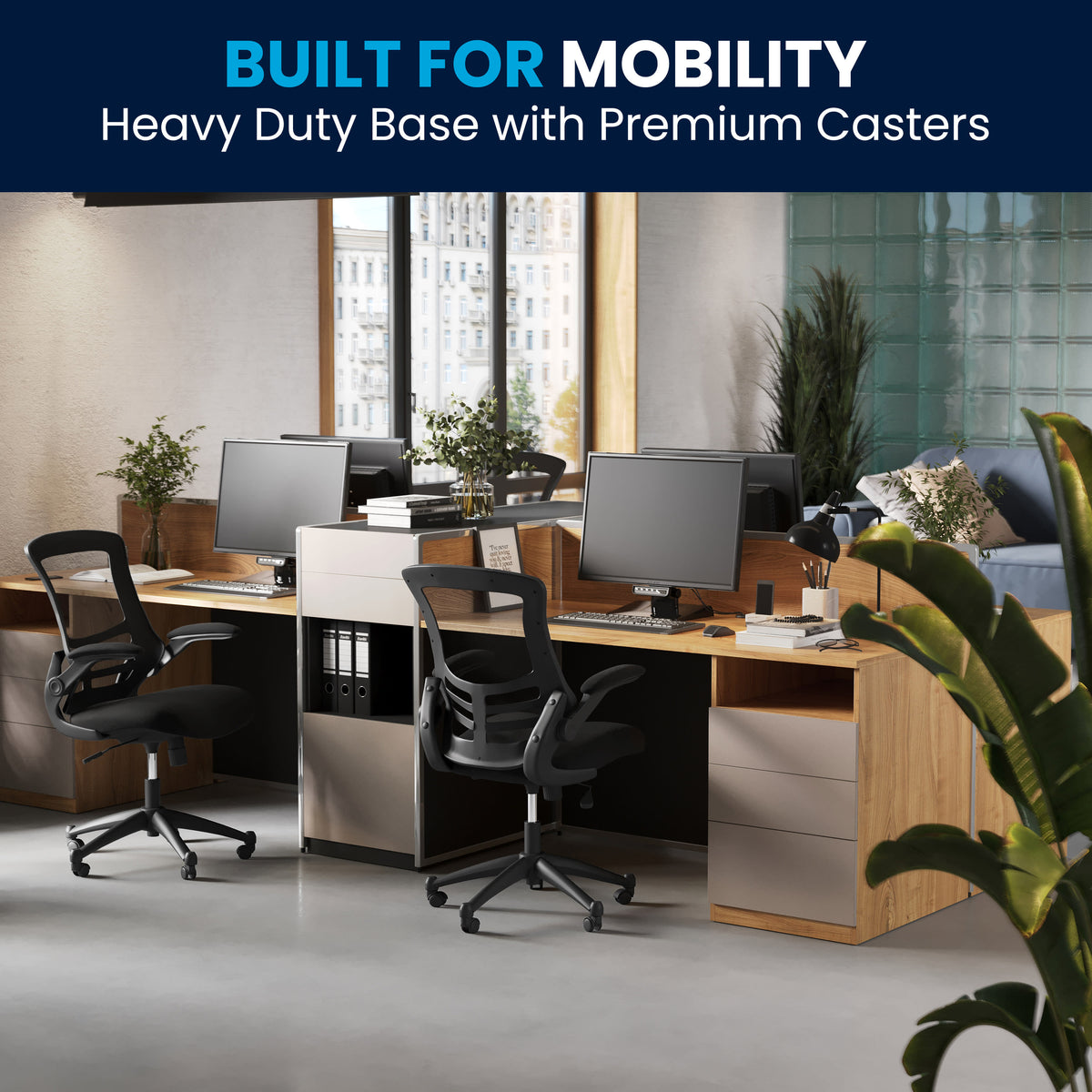 Black Mesh/Black Frame |#| Mid-Back Black Mesh Swivel Ergonomic Task Office Chair with Flip-Up Arms