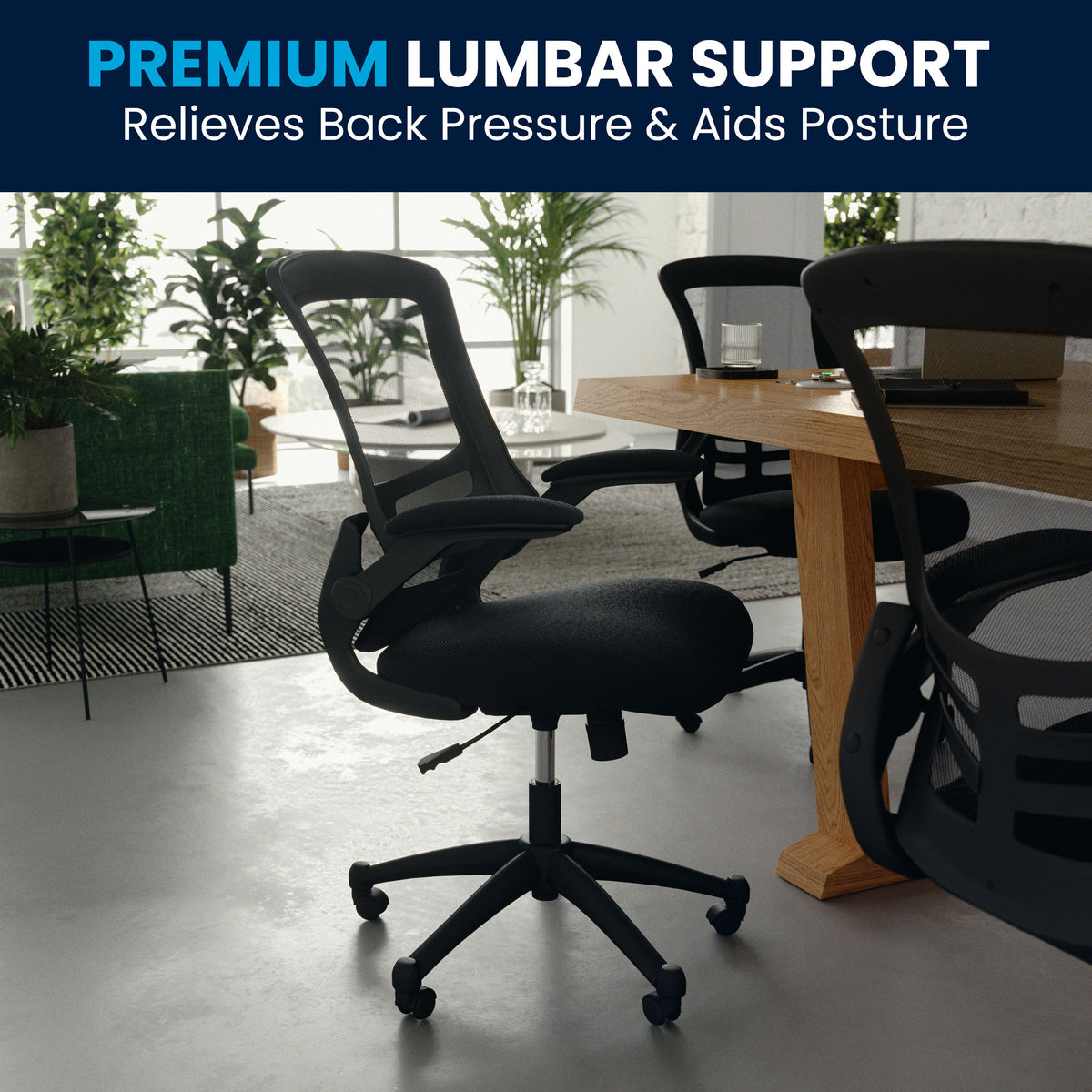 Black Mesh/Black Frame |#| Mid-Back Black Mesh Swivel Ergonomic Task Office Chair with Flip-Up Arms
