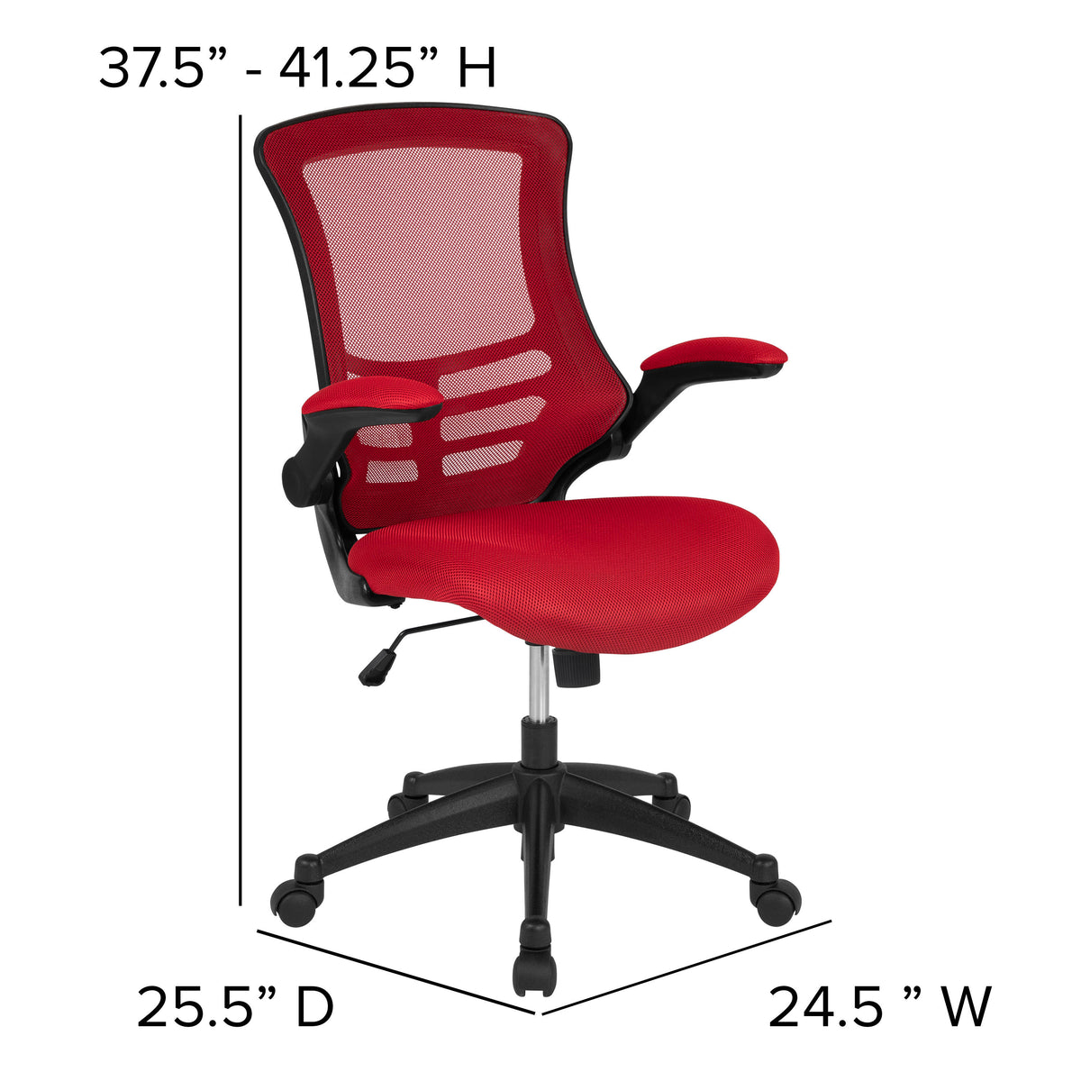Red Mesh/Black Frame |#| Mid-Back Red Mesh Swivel Ergonomic Task Office Desk Chair with Flip-Up Arms