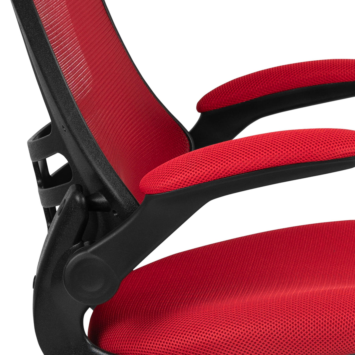 Red Mesh/Black Frame |#| Mid-Back Red Mesh Swivel Ergonomic Task Office Desk Chair with Flip-Up Arms