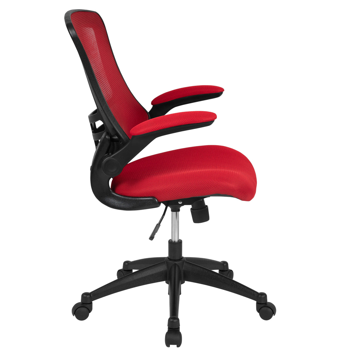 Red Mesh/Black Frame |#| Mid-Back Red Mesh Swivel Ergonomic Task Office Desk Chair with Flip-Up Arms