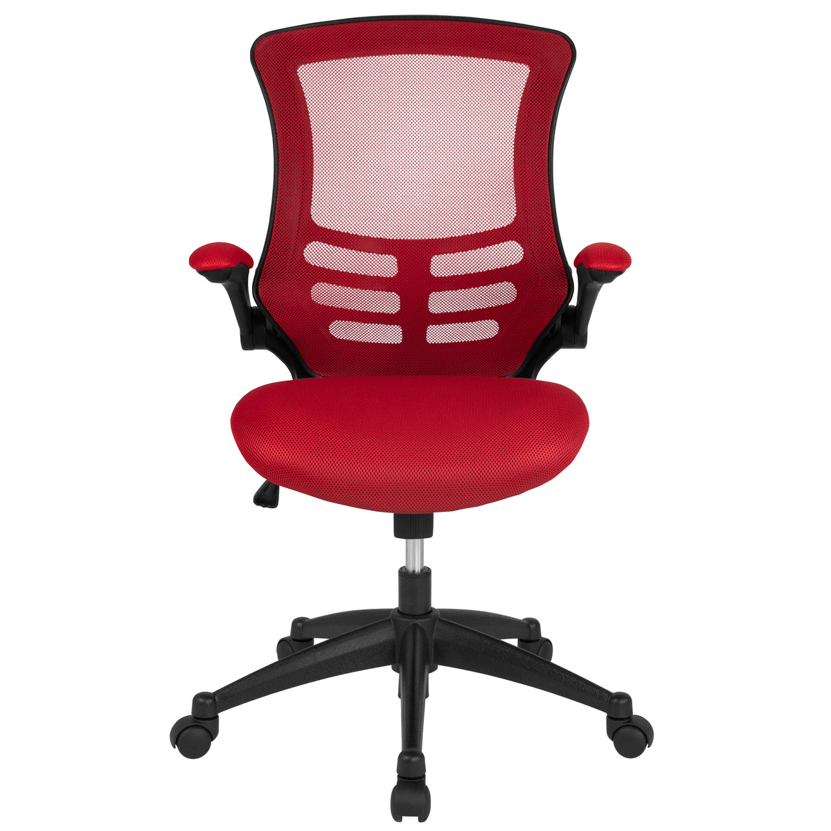 Red Mesh/Black Frame |#| Mid-Back Red Mesh Swivel Ergonomic Task Office Desk Chair with Flip-Up Arms