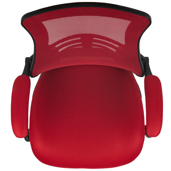 Red Mesh/Black Frame |#| Mid-Back Red Mesh Swivel Ergonomic Task Office Desk Chair with Flip-Up Arms