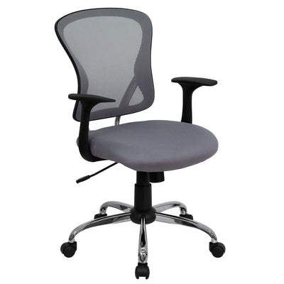Mid-Back Mesh Swivel Task Office Chair with Chrome Base and Arms - View 1