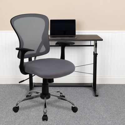 Mid-Back Mesh Swivel Task Office Chair with Chrome Base and Arms - View 2