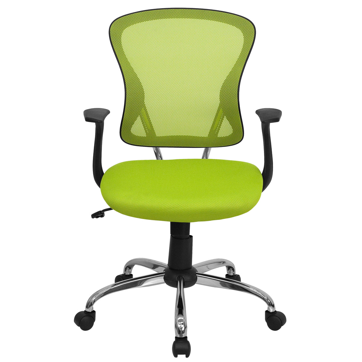 Green |#| Mid-Back Green Mesh Swivel Task Office Chair with Chrome Base and Arms