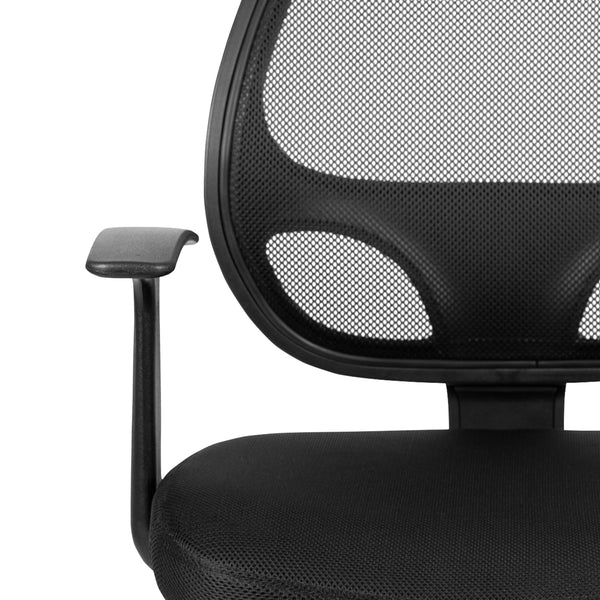 Mid-Back Black Mesh Swivel Task Office Chair with T-Arms - Desk Chair