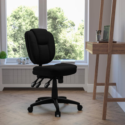 Mid-Back Multifunction Swivel Ergonomic Task Office Chair with Pillow Top Cushioning - View 2