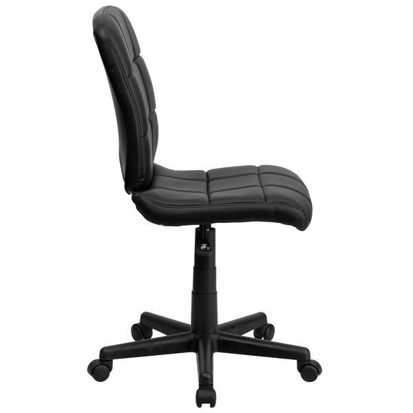 Black |#| Mid-Back Black Quilted Vinyl Swivel Task Office Chair - Home Office Chair