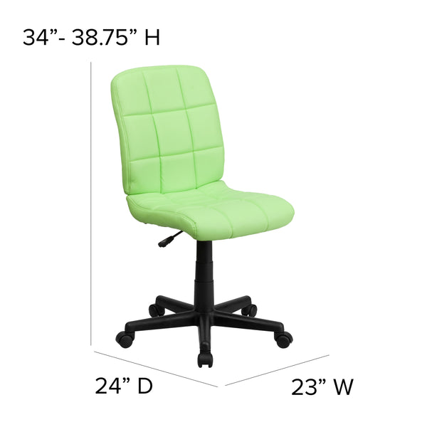 Green |#| Mid-Back Green Quilted Vinyl Swivel Task Office Chair - Home Office Chair