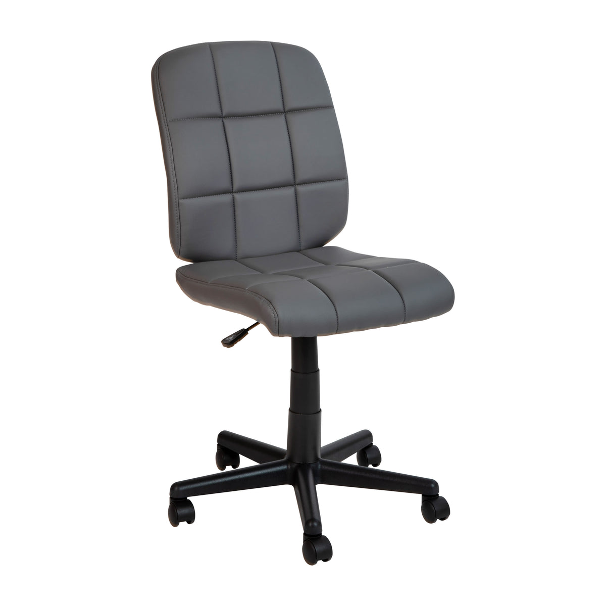 Gray |#| Mid-Back Gray Quilted Vinyl Swivel Task Office Chair - Home Office Chair