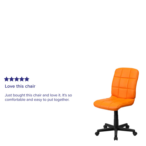 Orange |#| Mid-Back Orange Quilted Vinyl Swivel Task Office Chair - Home Office Chair