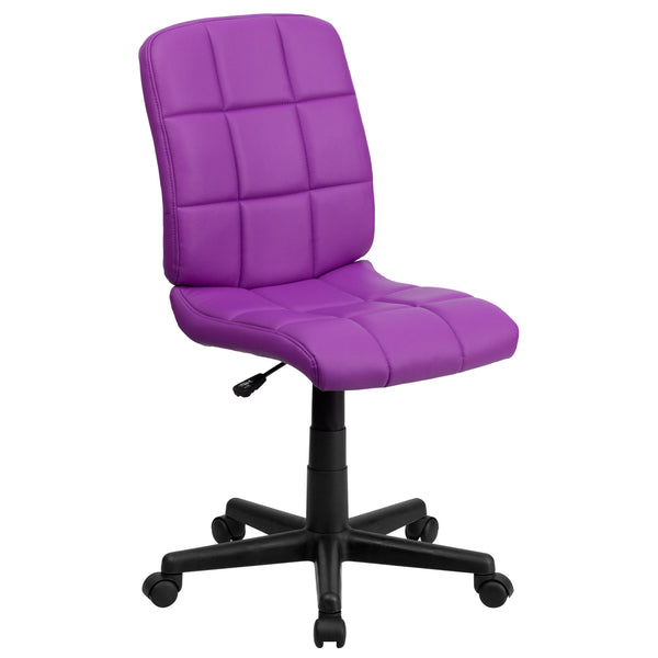 Purple |#| Mid-Back Purple Quilted Vinyl Swivel Task Office Chair - Home Office Chair