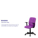 Purple |#| Mid-Back Purple Quilted Vinyl Swivel Task Office Chair with Arms - Home Office