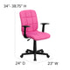 Pink |#| Mid-Back Pink Quilted Vinyl Swivel Task Office Chair with Arms - Home Office