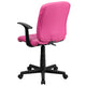 Pink |#| Mid-Back Pink Quilted Vinyl Swivel Task Office Chair with Arms - Home Office