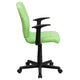 Green |#| Mid-Back Green Quilted Vinyl Swivel Task Office Chair with Arms - Home Office