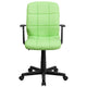 Green |#| Mid-Back Green Quilted Vinyl Swivel Task Office Chair with Arms - Home Office