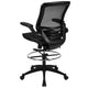 Black Mesh/Black Frame |#| Black Mid-Back Transparent Mesh Drafting Chair with Black Frame and Flip-Up Arms