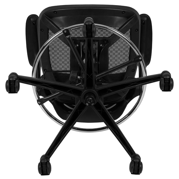 Black Mesh/Black Frame |#| Black Mid-Back Transparent Mesh Drafting Chair with Black Frame and Flip-Up Arms